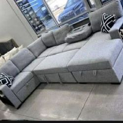 Couch Pull Out Bed , Charger Station / Cup Holders New In Box / Firm Price 