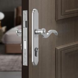 Storm Door Handle Replacement Kit With Lock and Key, Silver Security Door Lever Handle Lock Set for Interior Patio Storm Door, Waterproof and Anti-Rus