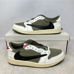 NEW TRAVIS SCOTT × AIRJORDAN1 LOW "REVERSE MEDIUM OLIVE" W/ORG BOX AND RECEIPT MEN'S SIZE 9.5 $650