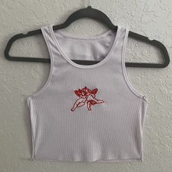 White Angel Cherub Y2K style Crop Top Size S  