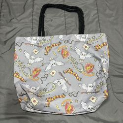 Harry Potter Travel Rope Tote Bag Carry-On Gryffindor Hedwig Glasses Gray Tote