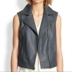 VINCE madras embossed vegan lamb leather vest