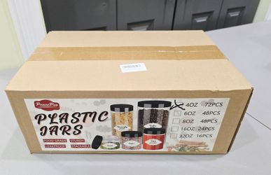 240 New Plastic Jars w/ Lids, 4 oz & 8 oz, 4 Boxes