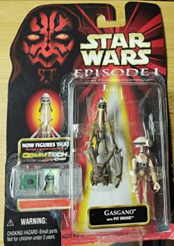 Hasbro Star Wars Episode I Gasgano w/ Pit Droid CommTech Chip Figure 1998