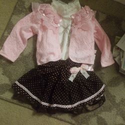 3 PC Set Skirt Top Jacket Holiday Wedding  3 4 5 Yr Girl 