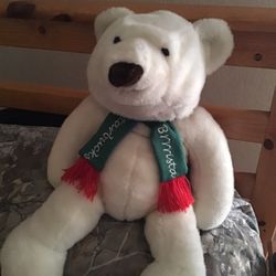 Collectible 1998 Large Starbucks Christmas Bearista Teddy Bear With Polar Bear Mask 