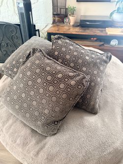 Set of 3 Brown Geometric Throw Pillows