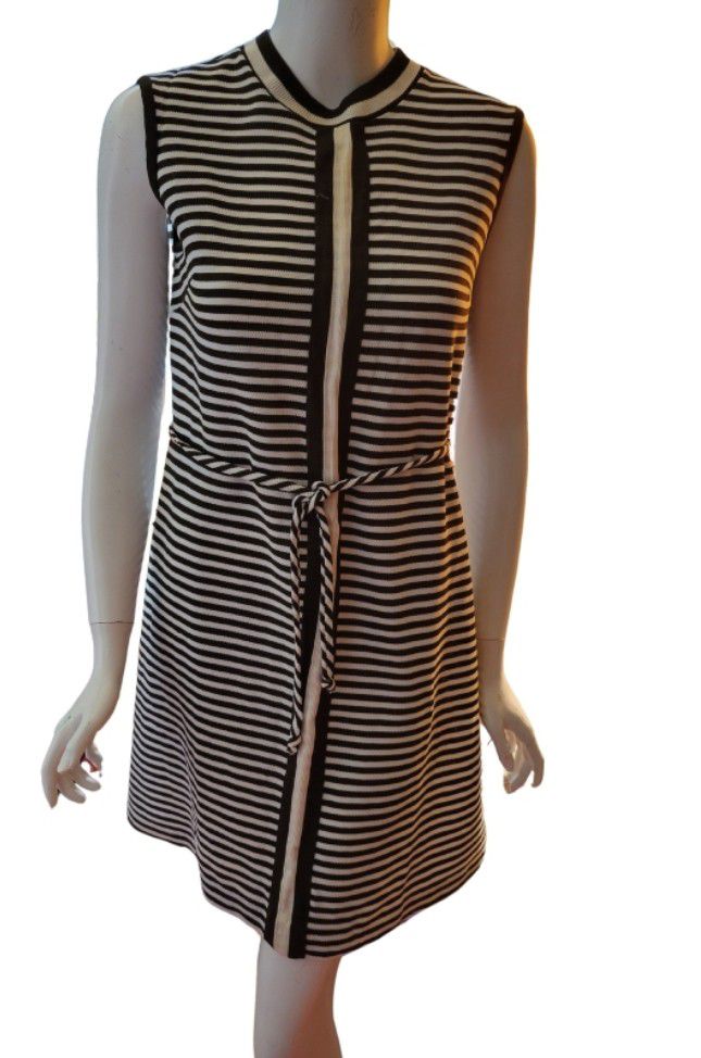 Beautiful Vintage 70's Brown White Stripped Summer Dress. $20
