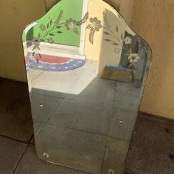 Antique Etched Glass Mirror