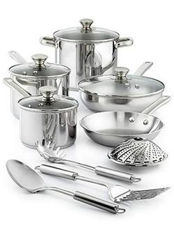 Tools of the Trade Stainless Steel 13-Piece Pan Set Dishwasher Safe Electric Gas