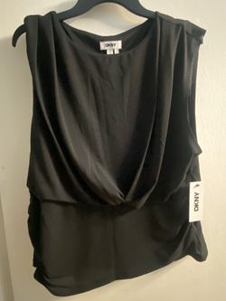 DKNY Black Draped Sleeveless Blouse