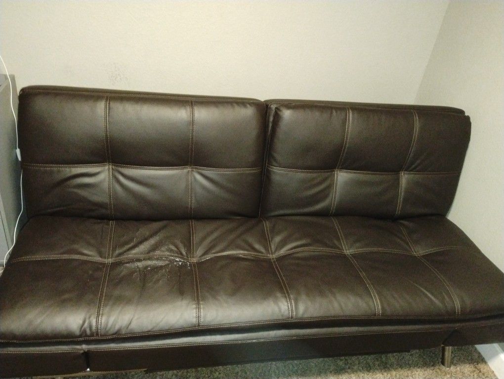 Leather Futon Couch/Bed $200 Obo Serious Buyers Only