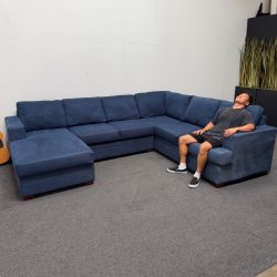 Blue 🔵 Bonaterra 127" 2 Piece Sectional Couch with Left Chaise - Retails 1.8k - Can Deliver