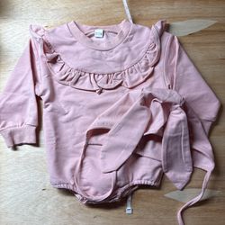 Pink baby girl romper with bunny ears size 12-18 months  #babyfashion