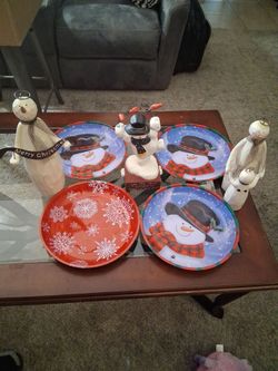 Christmas Decor Holiday LOT 7psc Music Box SnowMen Rare Gift