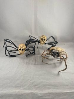 Halloween Skull Spider Decorations Set of 3