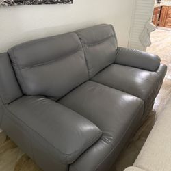 Gray leather sofa
