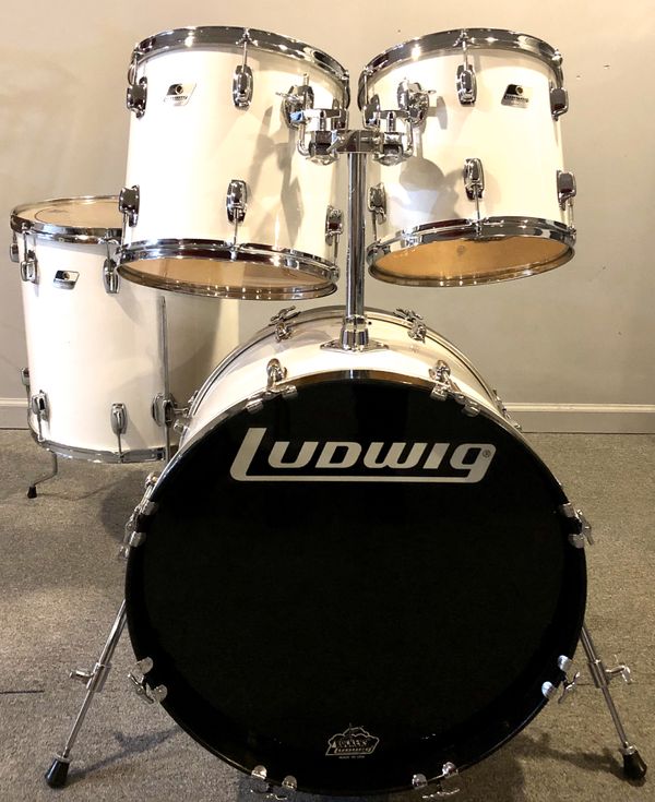 Vintage 1988 Ludwig “Rocker” Drum Set; 2 Rack Toms, Floor Tom & Bass