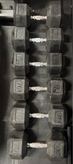 Heavy Rubber Dumbbells pair 70s, 75s, & 80s