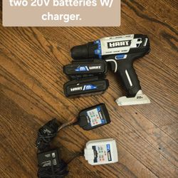 HART 20V Drill with two 20V batteries W/ charger.