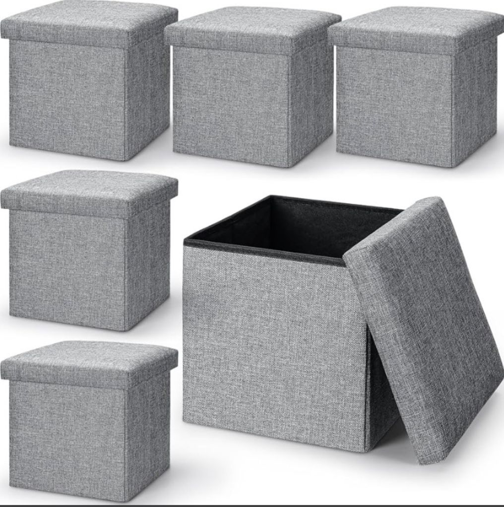 Gray Storage Ottoman Cubes - New In Package (Set of 6)