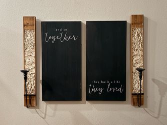 Farmhouse Wall Sign Set with Candle Sconces