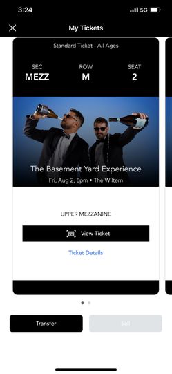 2 Tickets To Basement yard Your