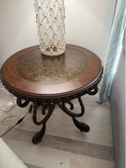 3 table set wood and metal