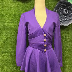 L.C.E.  New York Vintage Purple Blazer With Gold Buttons Size 6 