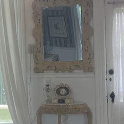 Matching Mirror And Entry Table Vintage 