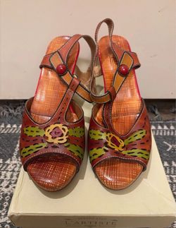 Spring Step L'Artiste Leather Slingback Heeled Sandals