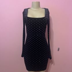 Black Long Sleeve Mini Dress 