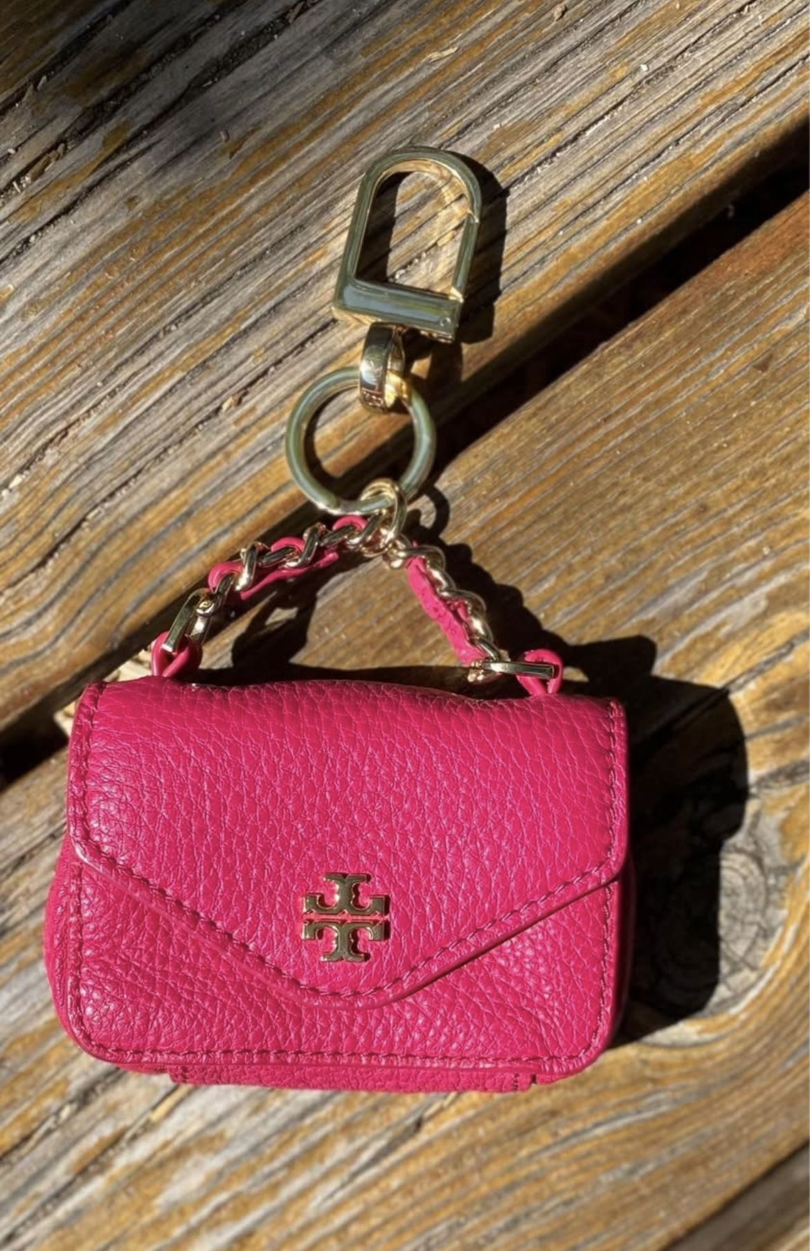 Tory Burch Leather Mini Handbag Charm / AirPod Holder