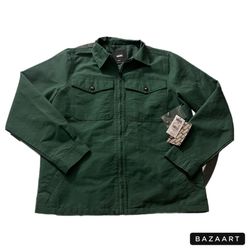 Mens Small Vans Denim Double Pocket Zip Up Jacket Green 