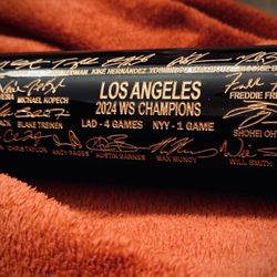 LA Dodgers 2024 WS Champions Team Signature Black Maple Bat (Brand New)