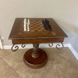  Wooden Chess Table – Solid Wood – Includes Full Chess Set – $200 (Boca Raton)