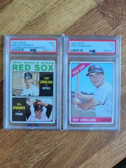1964 & 1965 TONY CONIGLIARO Boston Red Sox Lot (2) PSA 3 & 5
