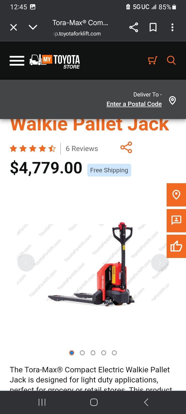 Tora-Max 2TWB45 Electric Pallet Jack