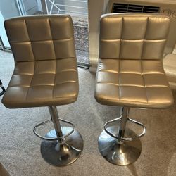 Bar Stools Pair Silver