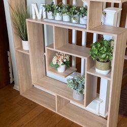 Blonde 49.5'' H x 8.5” D X 48.5'' W Geometric Bookcase