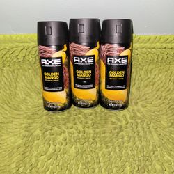 3 Axe Deodorants Spray 4oz Golden Mango