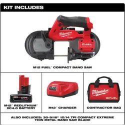 Milwaukee M12 FUEL Compact Band Saw XC Kit with One 4.0 Ah Battery, Charger and Bag
