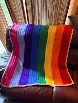 Handmade rainbow crocheted blanket