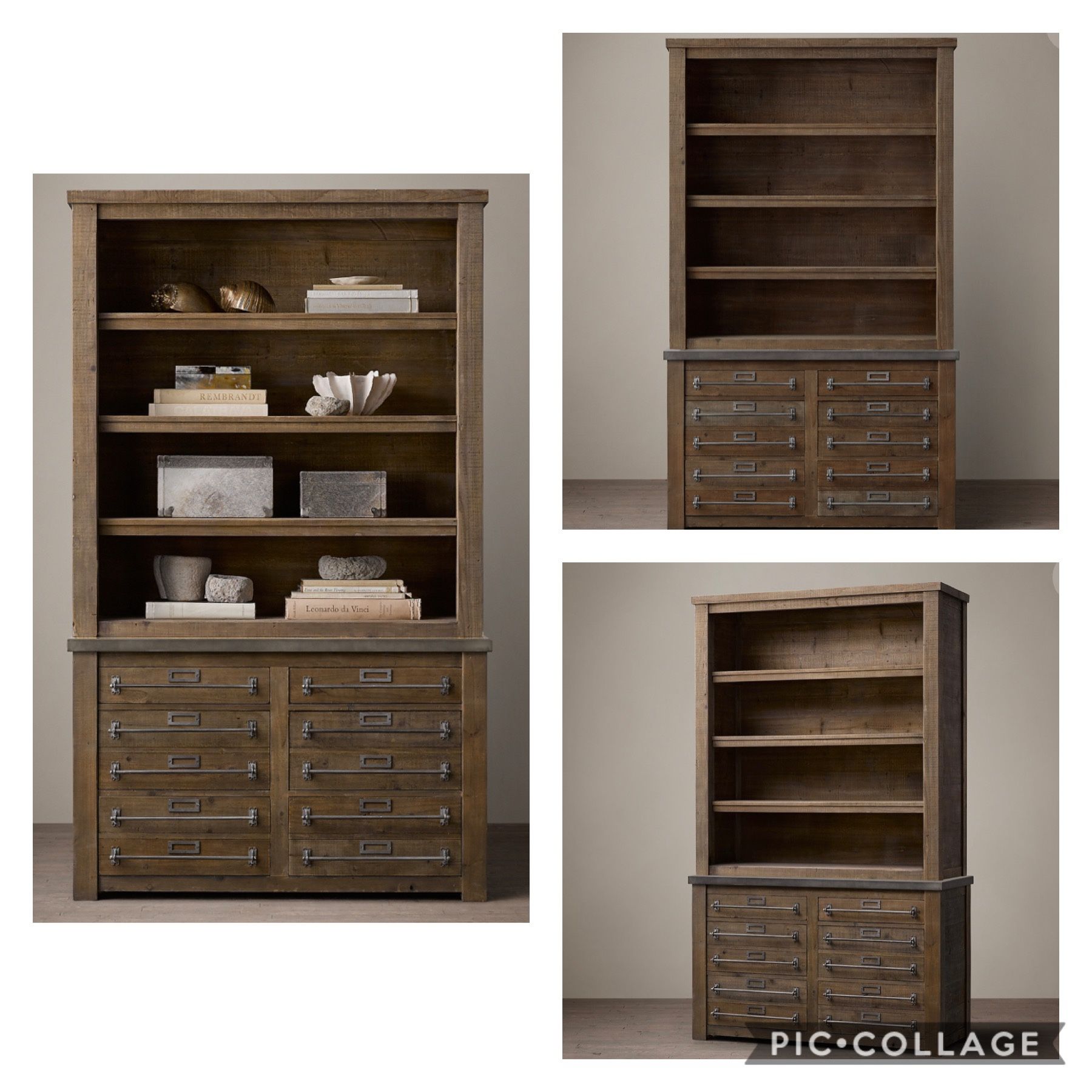 Restoration Hardware RH “EARLY 20TH C. ZINC-TOP MERCANTILE PANEL DOUBLE SIDEBOARD & OPEN HUTCH”dresser shelf
