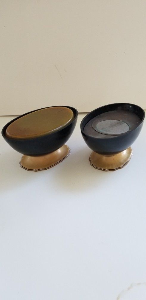 VINTAGE AMBER VANITY CELLULOID OVAL