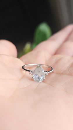 14K White Gold Aquamarine & Diamond Ring | Size 4