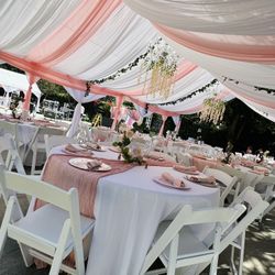 Draping Tent Tables Chairs Resin Chairs Round Tables