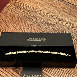 Vintage Joan Rivers Gold Tone & Crystal Chain Bracelet NIB, 1990s