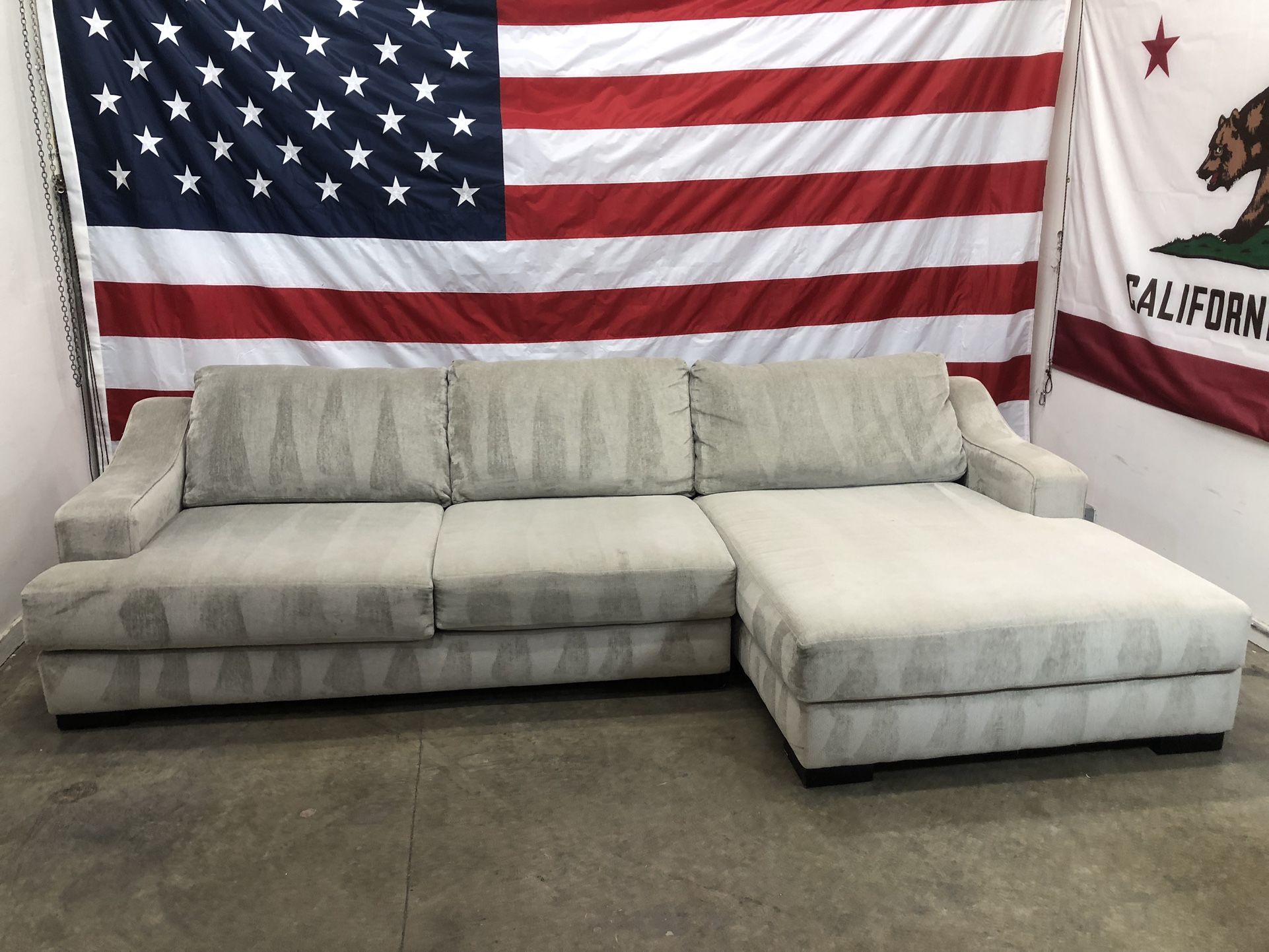 Free Delivery - Living Spaces Oversized Sectional Microfiber Couch