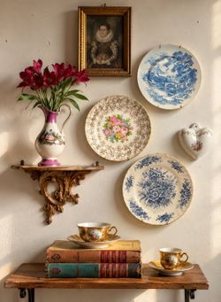 Lot of 3 Vintage Decorative Wall Plates Floral Grandmillennial Decor Art Hanging Handpainted Signed